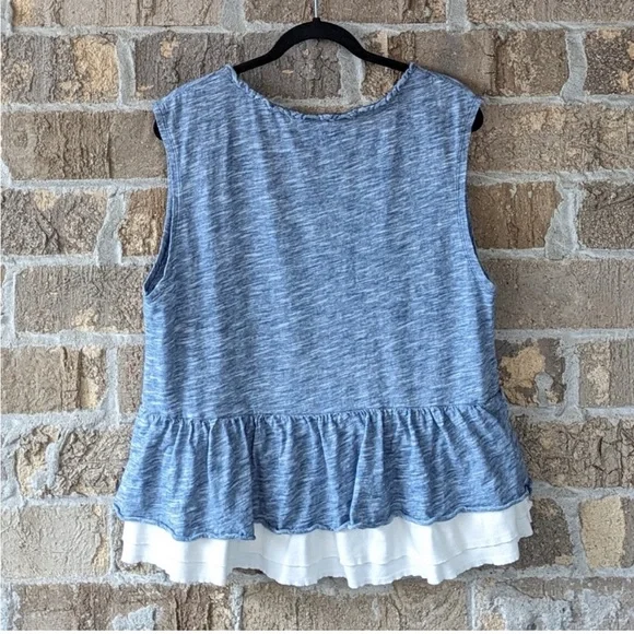 Pilcro Chrissy Striped Layered Babydoll Tank Top Size Large - Picture 5 of 8